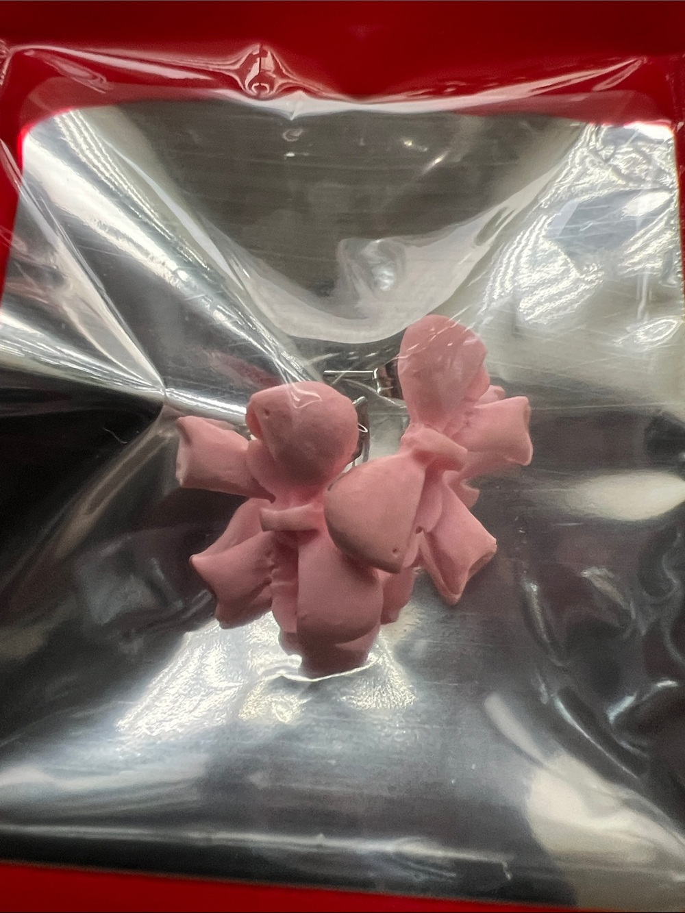 Pink Clay Flower post Earrings